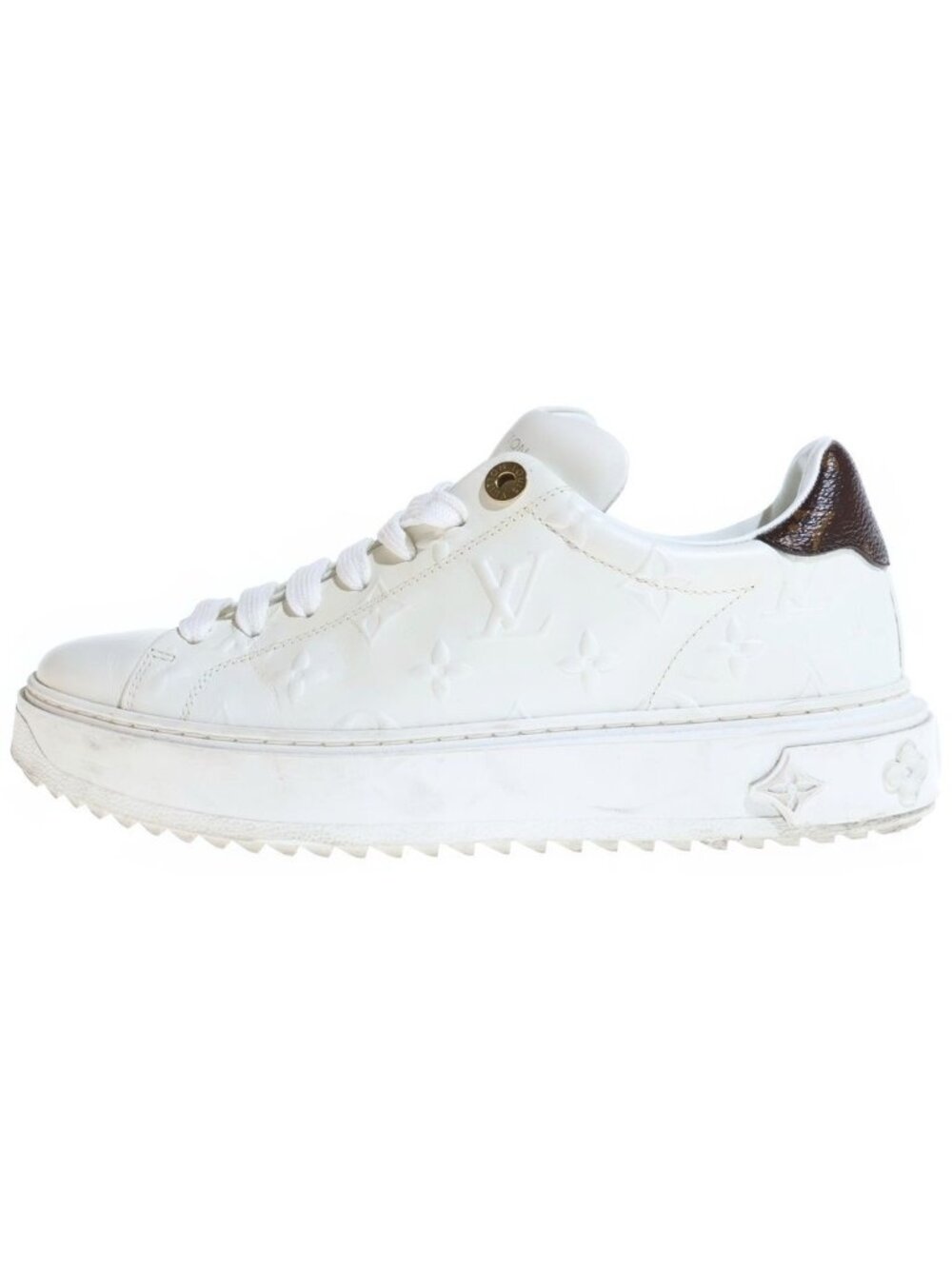Louis Vuitton Monogram Timeout Line Low Top Sneakers Ivory Brown Leather